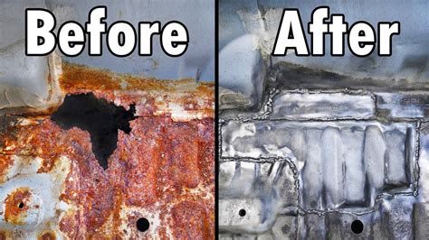 welding sheet metal to truck to fix rust|make your own rust repair.